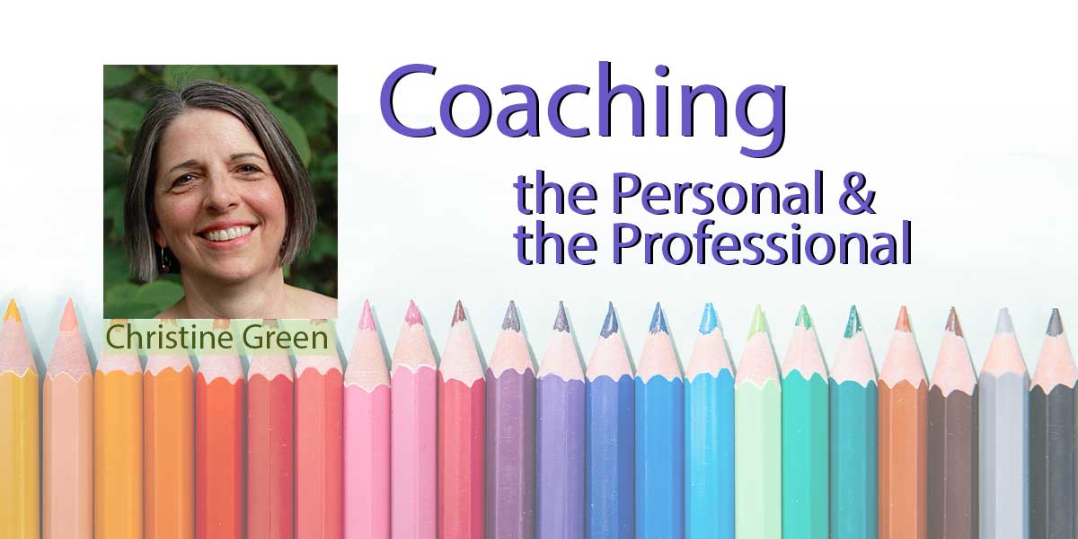 graphic with Christine Green's name and text Coaching the Personal and the Professional